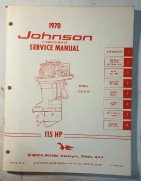 115esl70 Omc Jm-7011 1970 Johnson 115 Hp Model Outboard Service Manual