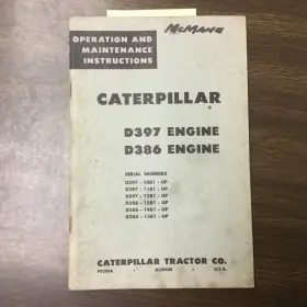 12326 Cat Caterpillar D397 D386 Operation Maintenance Manual Guide Marine Engine Book