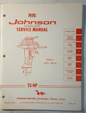 Jm-7006 25rl70 Omc 1970 Johnson 25 Hp Models Outboard Service Manual