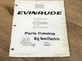 278448 1963 Evinrude 40hp Big Twin Electric 40352d 40353d Parts Catalog/list - Used