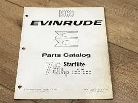 278451 1963 Evinrude 75hp Starflite 75382e 75383e 75392e 75393e Parts Catalog - Used