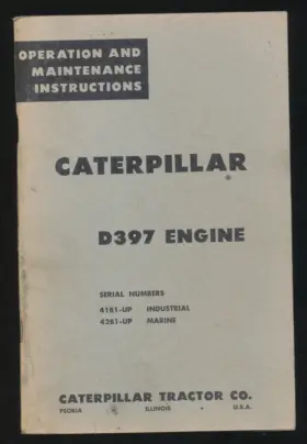 31852 Cat Caterpillar D397 Operation Maintenance Manual Guide Engine Book S/n 41b 42b