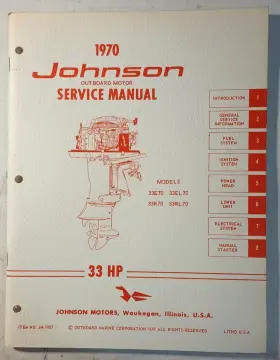 Jm-7007 33el70 Omc 1970 Johnson 33 Hp Models Outboard Service Manual