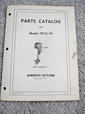 376006 1956 Omc Johnson Seahorse 3 Model Jw L -10 Outboard Parts Catalog #376006 Usa