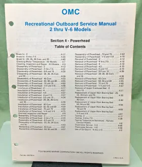393765-4 New Genuine Omc Section Four 2 Thru V-6 Models Service Manual 1982