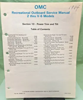 394607-10 New Genuine Omc Section Ten Power Trim And Tilt Service Manual 1983