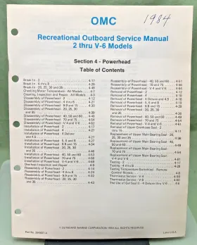 394607-4 New Genuine Omc Section Four Powerhead Service Manual 1983 394607-4 New Genuine Omc Section Four Powerhead Service Manual 1983