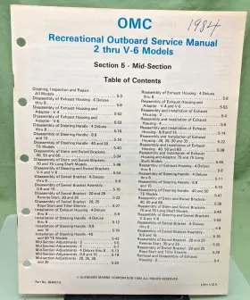 394607-5 New Genuine Omc Section Five Mid-section Service Manual 1983