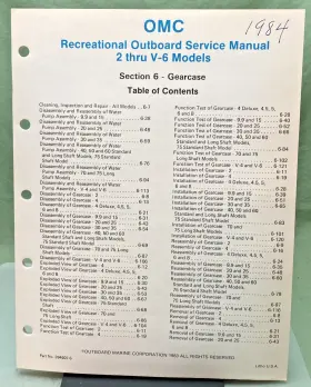 394607-6 New Genuine Omc Section Six Gearcase Service Manual 1983 394607-6 New Genuine Omc Section Six Gearcase Service Manual 1983