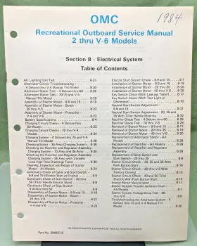 394607-8 New Genuine Omc Section Eight Electrical System Service Manual 1983