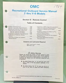 394607-9 New Genuine Omc Section Nine Remote Control Service Manual 1983