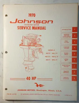 Jm-7008 40esl70 Omc 1970 Johnson 40 Hp Models Outboard Service Manual