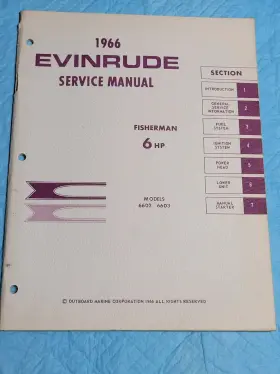 6603 4279 1966 Evinrude Fisherman 6 Hp Models 6602 And Outboard Service Manual No