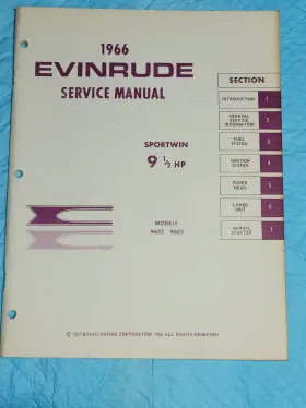 4280 1966 Evinrude 9-1/2 9.5 Hp Sportwin Models Outboard Service Manual