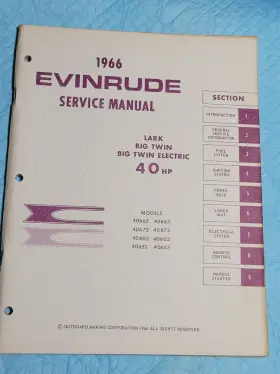 4283 1966 Evinrude 40 Hp Lark Big Twin Electric Outboard Service Manual