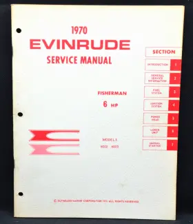 4683 1970 Evinrude Fisherman 6 Hp See Cover Photo Service Manual P/n Good