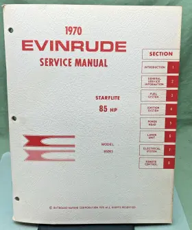 4690 New Genuine Evinrude Starflite 85 Hp Service Manual 1970