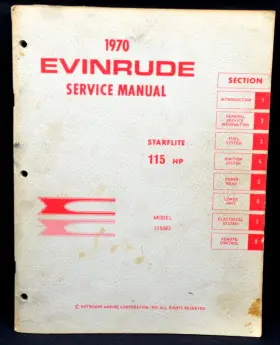 4691 1970 Evinrude Starflite 115 Hp See Cover Photo Service Manual P/n Good