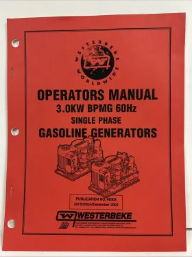 48009 Westerbeke Genuine Oem Single Phase Gasoline Generators Operators Manual