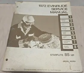 85293 4825 1972 Evinrude Service Manual Starflite 85hp Model #4820