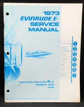 4902 1973 Evinrude Yachtwin Lightwin 4 Hp See Cover Photo Service Manual Good