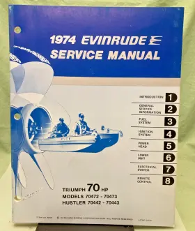 5019 New Genuine Evinrude Triumph 70 Hp Service Manual 1974
