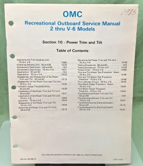 507508-10 New Genuine Omc Section Ten Power Trim And Tilt Service Manual 1985