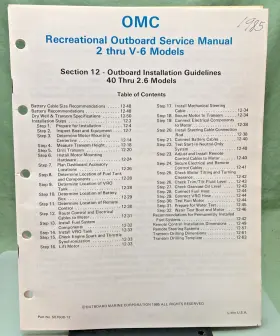 507508-12 New Genuine Omc Section Twelve Outboard Installation Guidelines 1985
