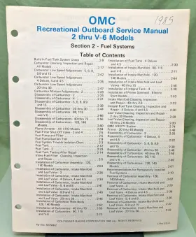 507508-2 New Genuine Evinrude Johnson Section Two Fuel Systems Service Manual 85