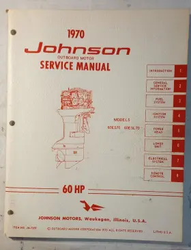 Jm-7009 60esl70 Omc 1970 Johnson 60 Hp 60es70 Model Outboard Service Manual