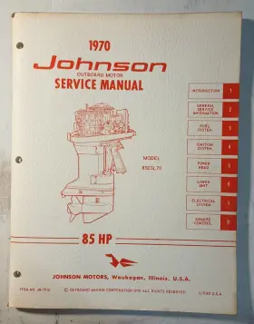 Jm-7010 85esl70 Omc 1970 Johnson 85 Hp Model Outboard Service Manual