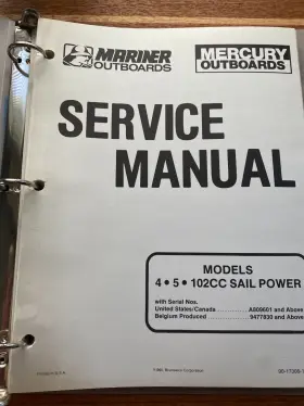 90-17308-1 590 Mercury Mariner Outboard Service Repair Manual 4 5 Hp 102cc