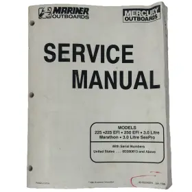 90-822900r1 Mercury Mariner Outboard Service Manual 225/225 Efi/250/3.0l 1996