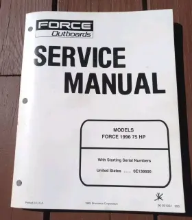 90-831251 Force Outboards Service Manual Models 1996 75 Hp P/n Oem
