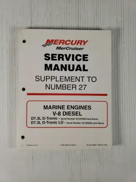 90-861784990 1999 Mercury Mercruise Manual Number 27 V-8 Diesel D7.3l P/n