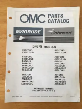 398618 Enirude Johnson Omc Parts Catalog Evinrude/johnson Outboard 5/6/8 Models 10/86