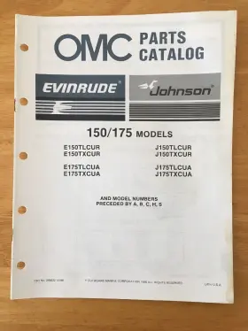 398632 Enirude Johnson Omc Parts Catalog Evinrude/johnson Outboard 150/175 Models 10/86