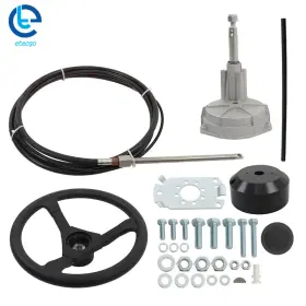 Ss13712 Etecgo 12 Feet Boat Rotary Steering System Outboard Kit Marine With 13.5 Inch Wheel