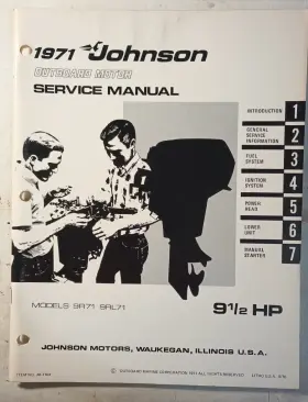 Jm-7104 1971 Johnson 9.5 Hp 9r71 9rl71 Model Outboard Service Manual