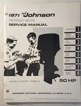 50esl71 Jm-7108 1971 Johnson 50 Hp 50es71 Models Outboard Service Manual