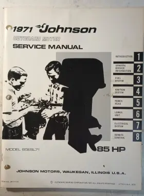 Jm-7110a 1971 Johnson 85 Hp 85esl71 Model Outboard Service Manual
