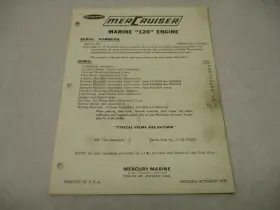Kiekhaefer Mercury 90-37325 1973 Mercruiser Marine 120 Engine Parts List Manual