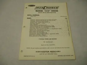 Kiekhaefer Mercury C90-57571 90-57571 1970 Mercruiser Marine 215 Stern Drive And Inboard Parts Manual