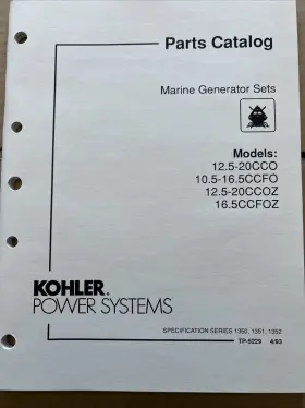 Kohler Tp-5229 4/93 Genuine Oem Marine Generator 20ccoz Parts Catalog Manual