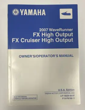 Lit-18626-06-87 2007 Yamaha Waverunner Fx Ho / Cruiser High Output Owners Manual - Nos