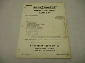 Mercury 90-33926 1965 Mercruiser Marine 140 Engine Parts List Manual