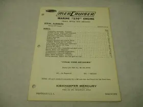 Mercury 90-57570 1970 Mercruiser Marine 270 Engine Parts List Manual