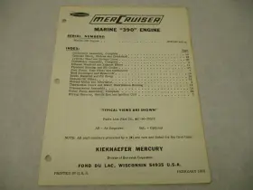 Mercury 90-57572 1970 Mercruiser Marine 390 Engine Inboard Parts List Manual