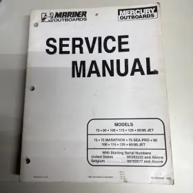 Mercury 90-830234 Mercury/mariner Service Manual Models 75-90-100-125-65/80 Jet 75 90830234
