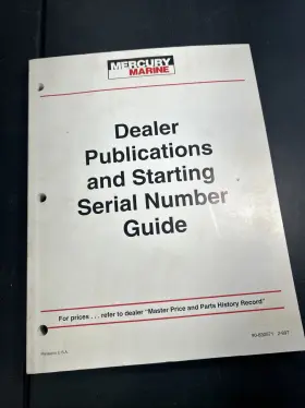 Mercury Mariner Quicksilver Mercruiser 90-830571 Dealer Publications And Starting Serial Number Manual Guide